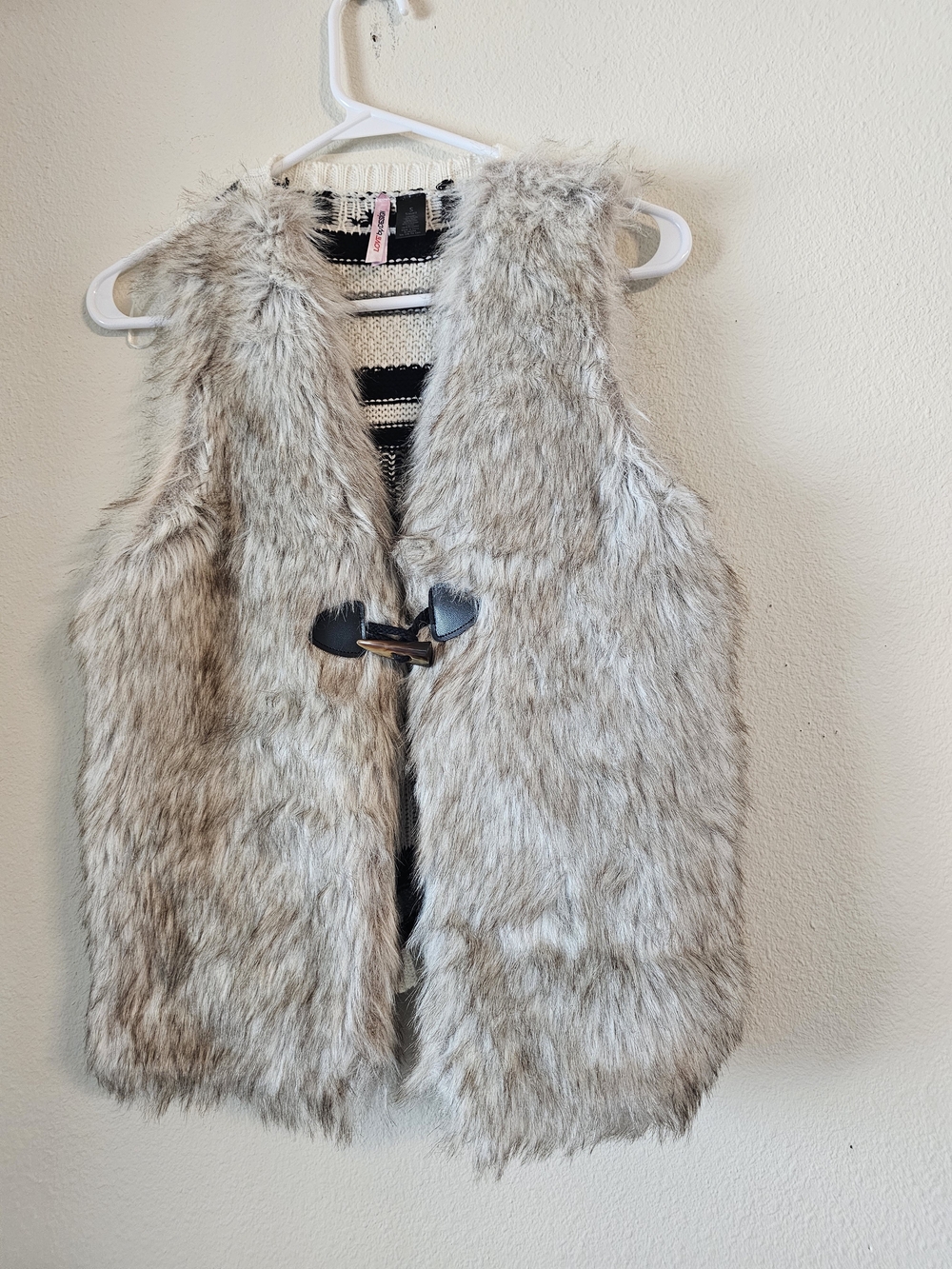 Love By Design Girls Faux Fur Vest - Light Taupe
